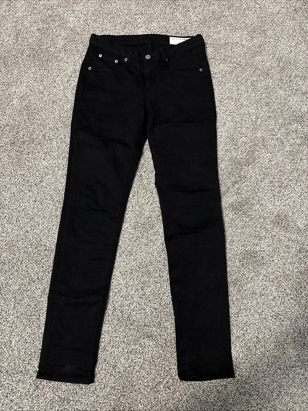 Rag And Bone Mid Rise Skinny Ankle Jeans Womens 28 Black Denim